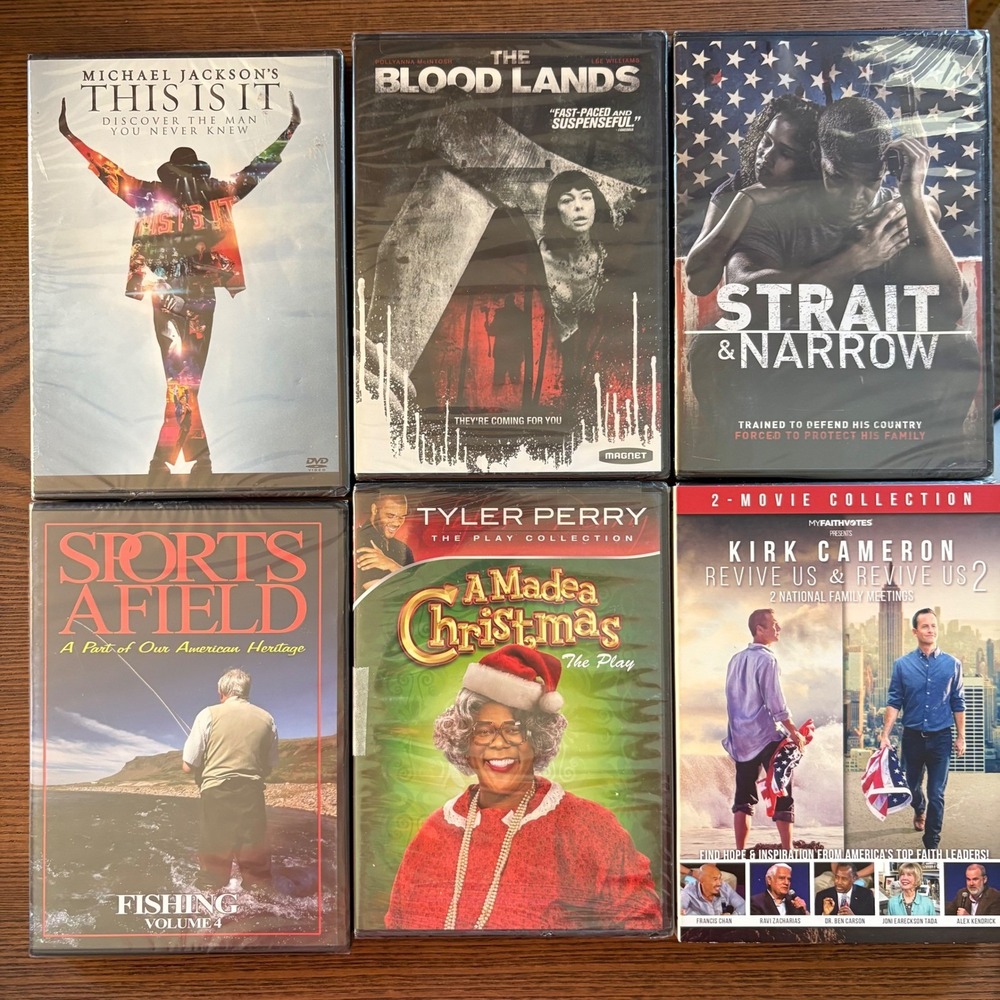 Mixed DVD Lot Michael Jackson Tyler Perry Kirk Cameron 6-Disc Set New Sealed